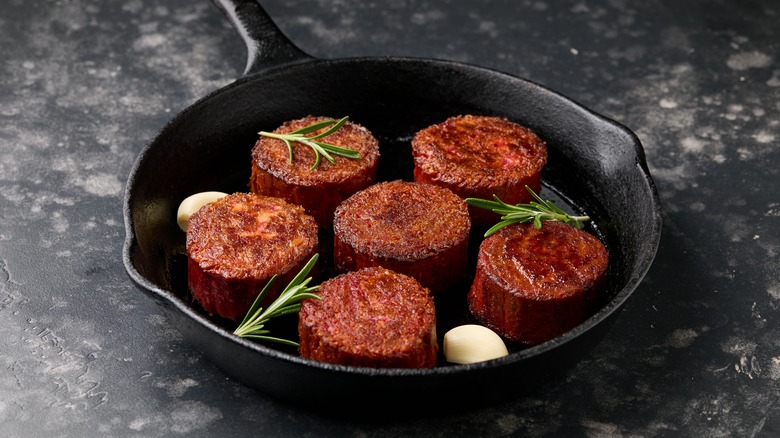 vegan steaks in pan