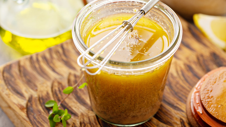 jar of dressing or marinade