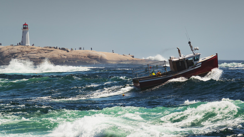 lobster boat heading to sea