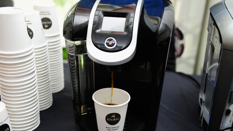 Keurig coffee maker dispensing coffee