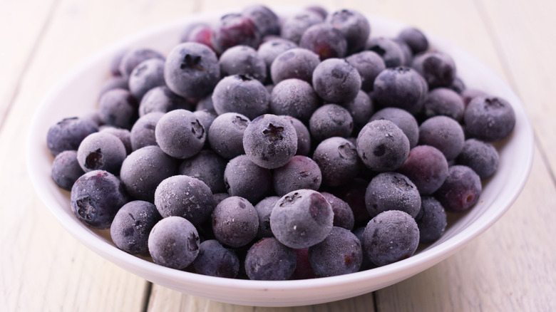 frozen blueberries in a bowl