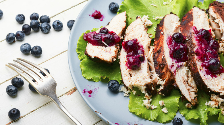 blueberry sauce over grilled chicken