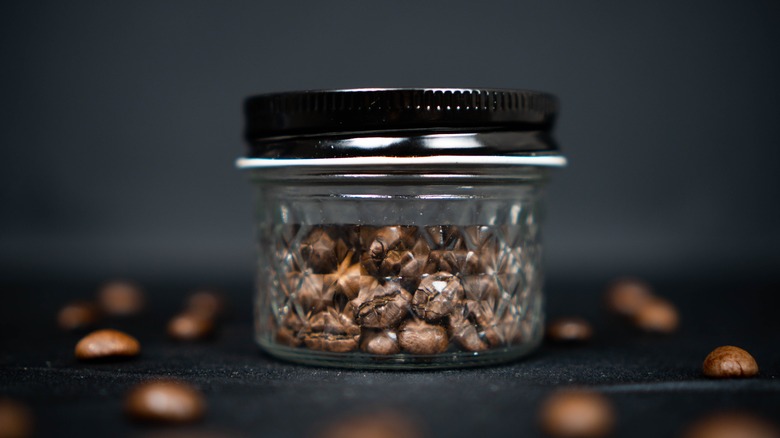 coffee beans in a jar