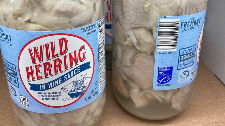 Jars of pickled herring