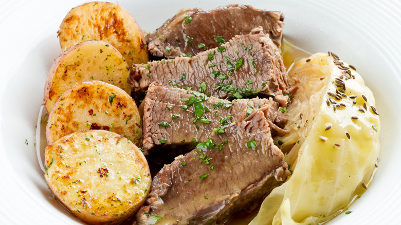 Meat and potatoes dish with cabbage