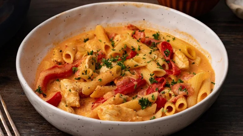 A bowl of Cajun pasta 