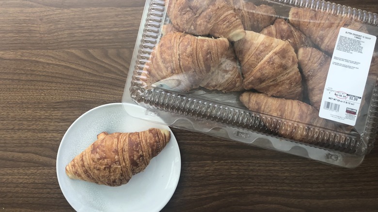 Costco bakery croissant on a plate.