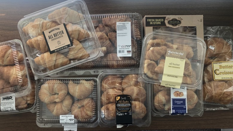 10 different boxes on store-bought croissants.