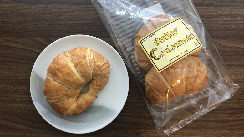 Trader Joe's Butter croissant on a plate.