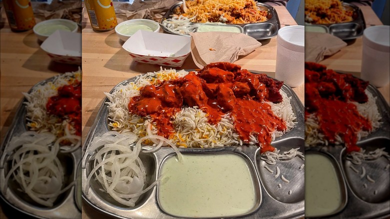 metal tray with indian thali