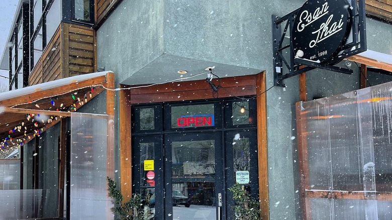 Esan Thai store front with signage