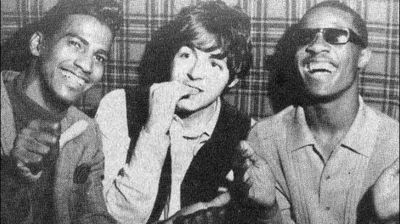 Young Paul McCartney at the Scotch of Saint James with Stevie Wonder and friend