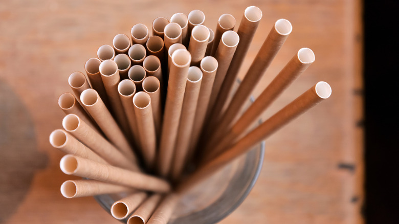 Cardboard tubes in bin