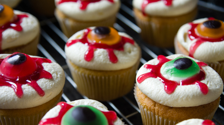 Halloween cupcakes with fake blood