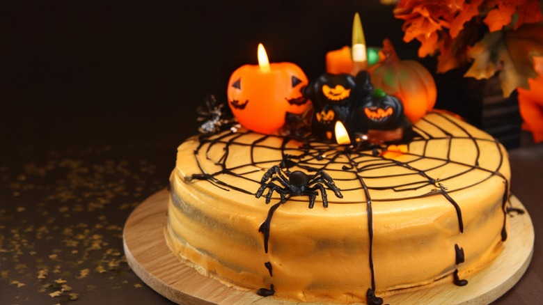 Halloween cake with spider web