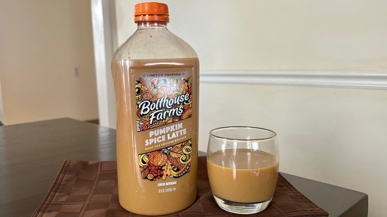 Bottle and glass Bolthouse pumpkin coffee