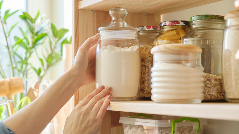 Jar of flour in pantry