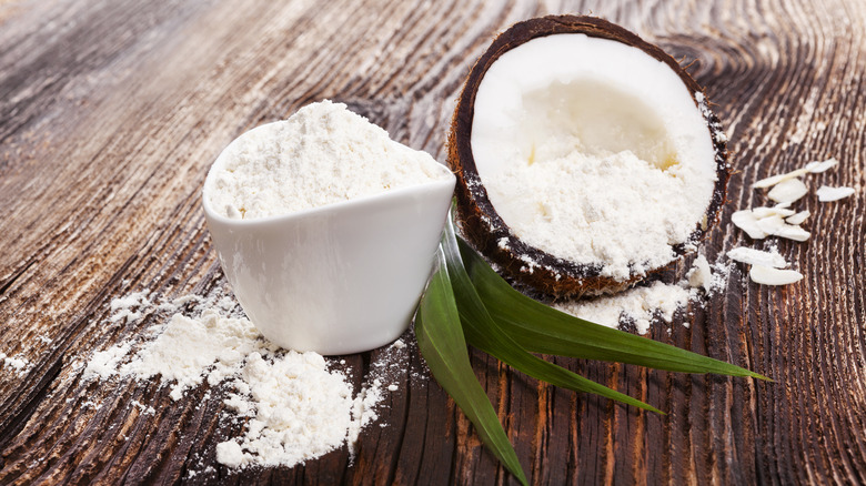 Bowl of fresh coconut flour