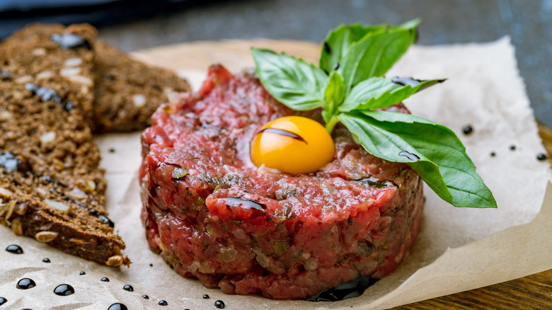 steak tartare with basil