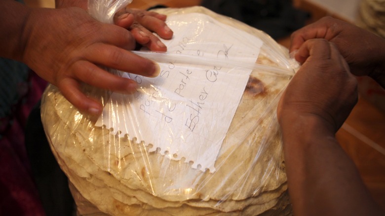 Bag of fresh tortillas