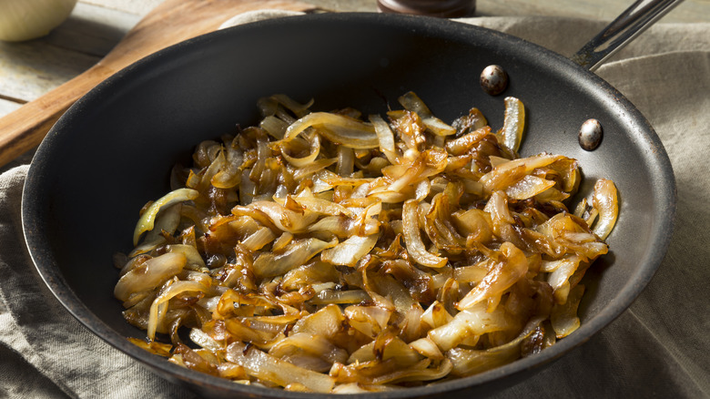 caramelized onions in pan