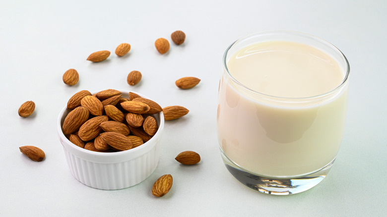 Almond milk in glass