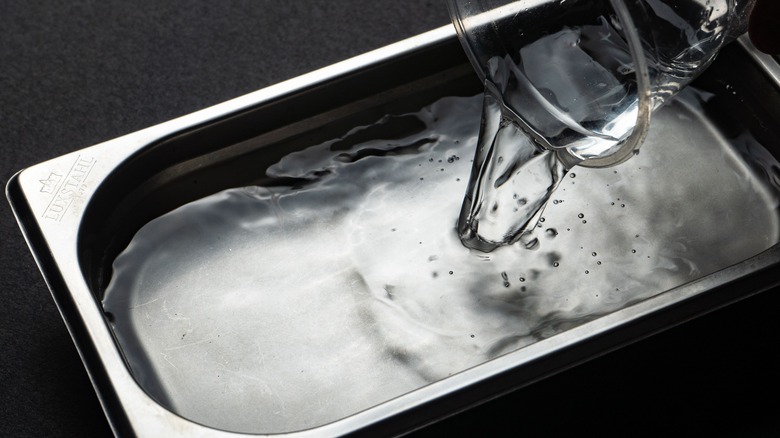 water in baking pan