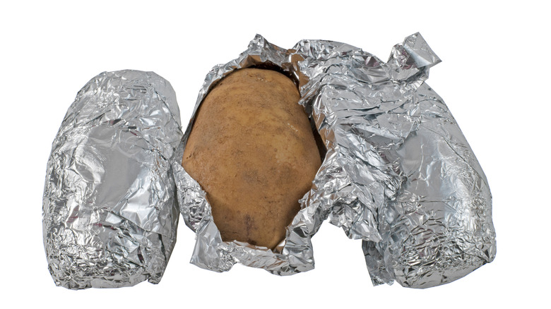 foil wrapped baked potatoes