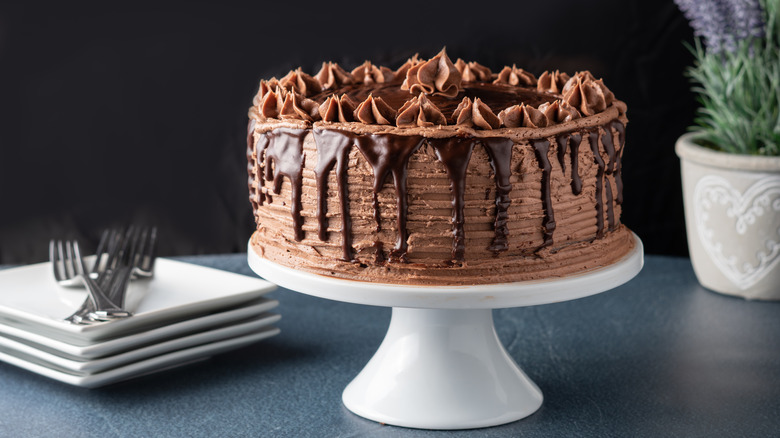 chocolate cake with chocolate frosting
