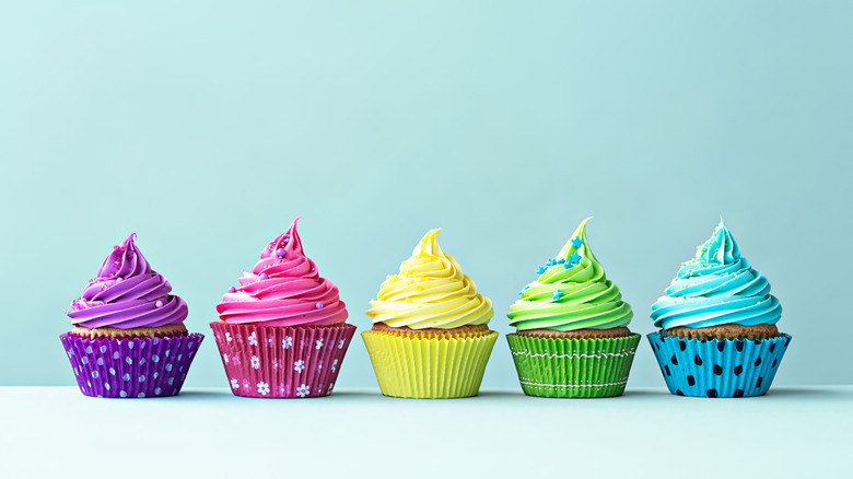 cupcakes with colored icing