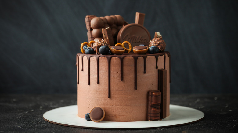 chocolate cake with chocolate glaze