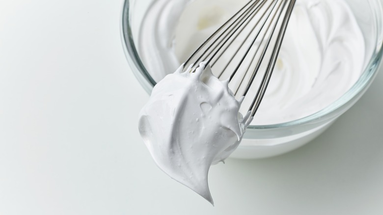 stiff whipped cream on spatula