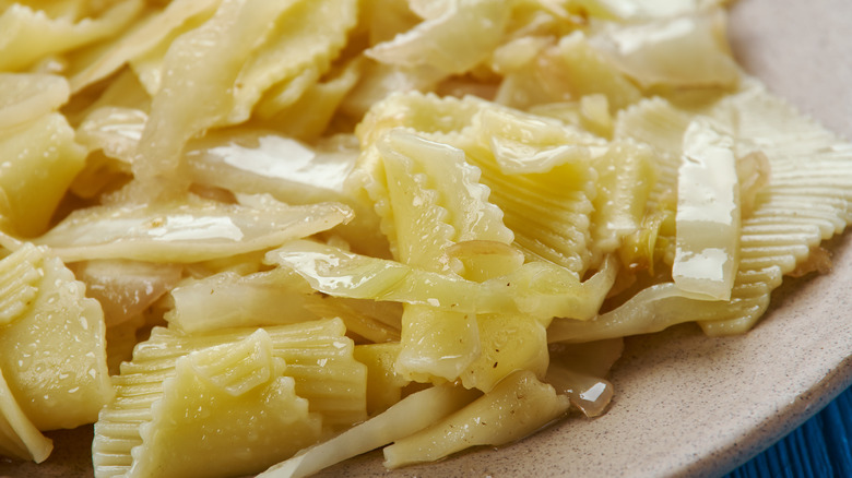 butter cabbage noodles closeup