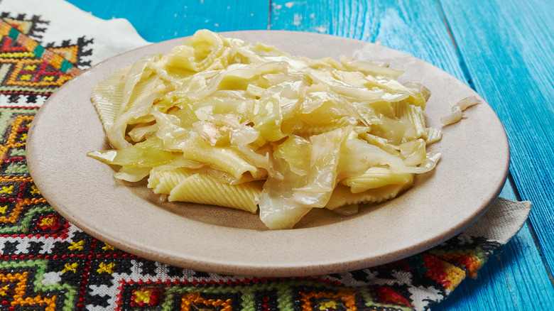 cabbage noodles in a plate