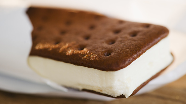 Ice cream sandwich unwrapped