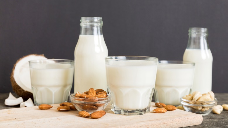 Various plant-based milks and ingredients