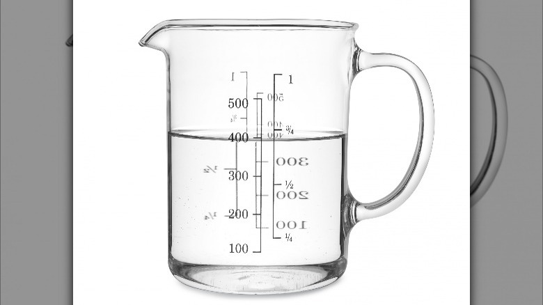 measuring cup with water