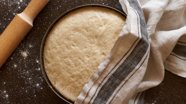 A bowl of pizza dough