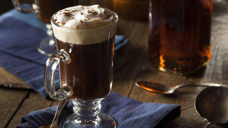 glass mug of Irish coffee