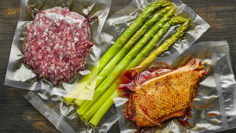 Food in sous vide bags