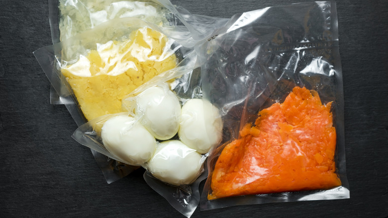 Food in sous vide bags