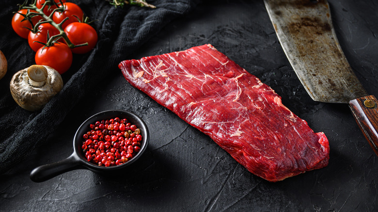 Bavette steak with peppercorns