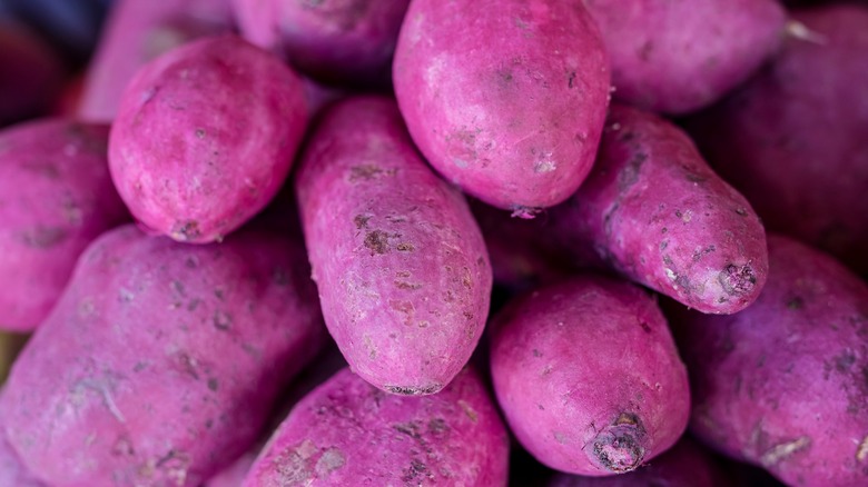 Stack of purple yams