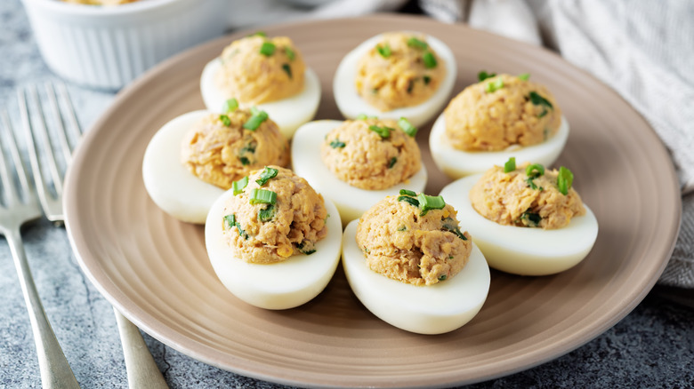 Plate of deviled eggs