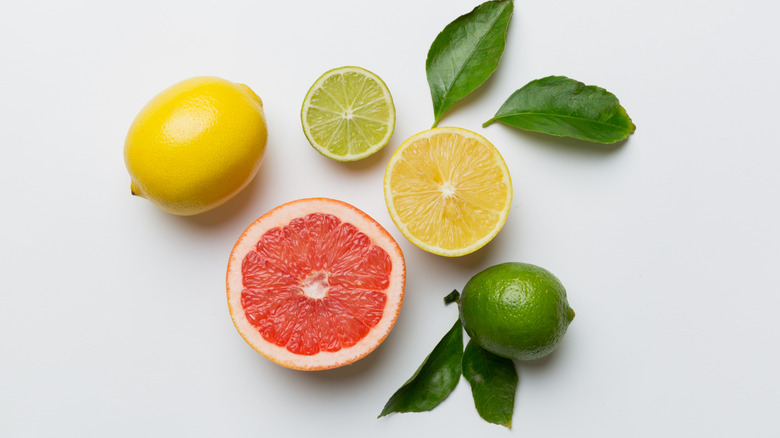 cut lemon lime grapefruit