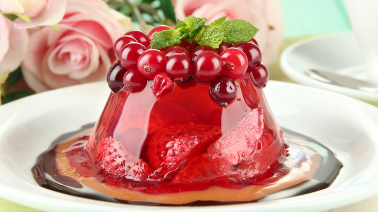 molded cranberry sauce with berries