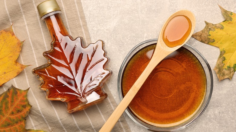 maple syrup on a spoon