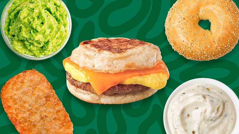 Starbucks breakfast sandwich and condiments