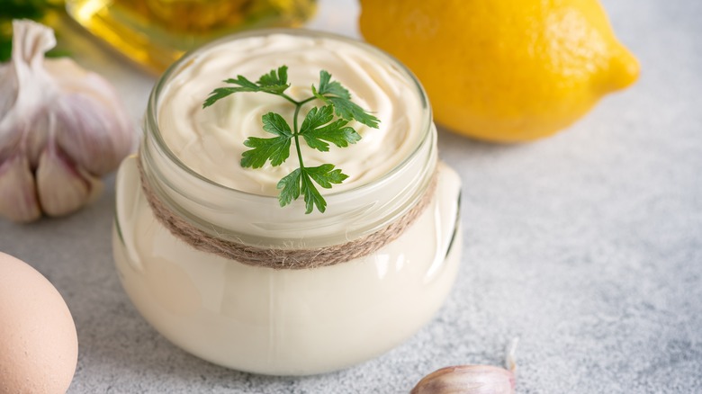 homemade aioli in jar