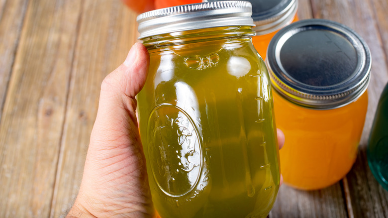 Mason jar of pickle juice